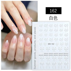5D Minimalist Embossed Bow Nail Stickers (Black/White/Silver)